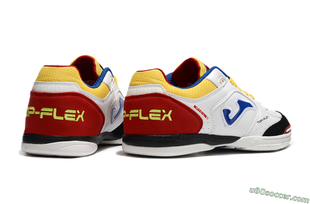 Joma Top Flex IC Indoor & Futsal Soccer Shoes - White/Yellow/Red 6