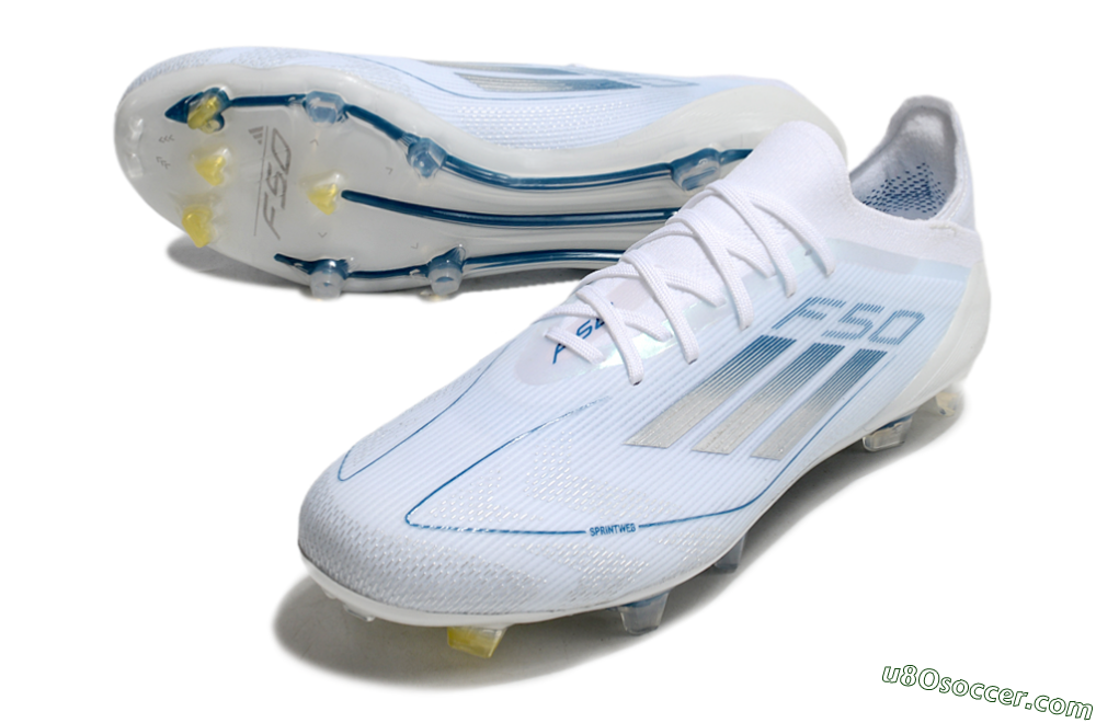 Adidas F50 Elite FG Firm Ground Soccer Cleats - White/Silver/Blue 3