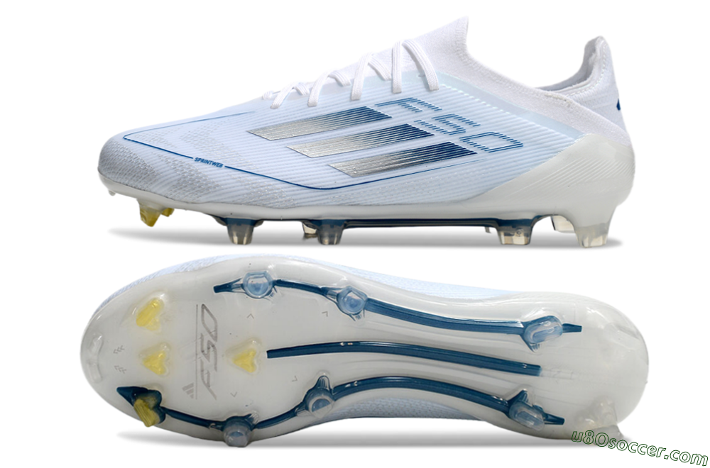 Adidas F50 Elite FG Firm Ground Soccer Cleats - White/Silver/Blue 0