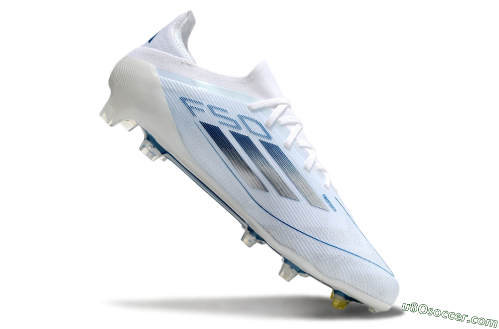Adidas F50 Elite FG Firm Ground Soccer Cleats - White/Silver/Blue 4