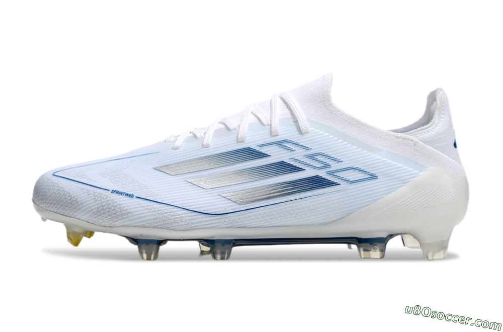Adidas F50 Elite FG Firm Ground Soccer Cleats - White/Silver/Blue 2