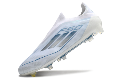 Adidas F50 Elite Laceless FG Firm Ground Soccer Cleats - White/Silver/Blue