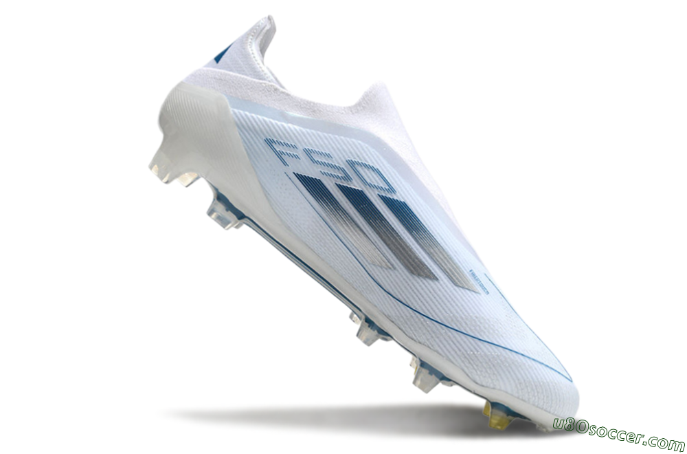 Adidas F50 Elite Laceless FG Firm Ground Soccer Cleats - White/Silver/Blue 4