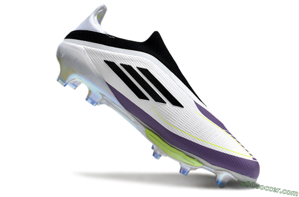 Adidas F50+ Elite Lightstrike Pro Laceless FG Firm Ground Soccer Cleats - White/Black/Purple 4