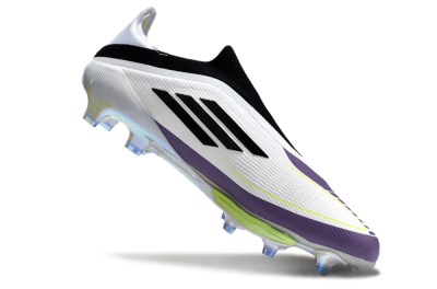 Adidas F50+ Elite Lightstrike Pro Laceless FG Firm Ground Soccer Cleats - White/Black/Purple