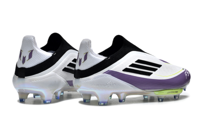 Adidas F50+ Elite Lightstrike Pro Laceless FG Firm Ground Soccer Cleats - White/Black/Purple