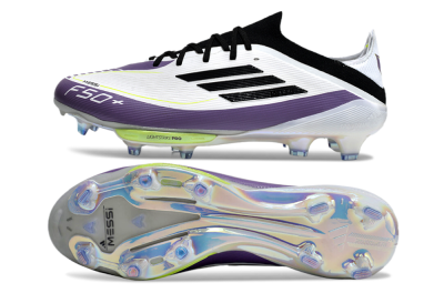 Adidas F50 Elite FG Firm Ground Soccer Cleats - White/Black/Purple