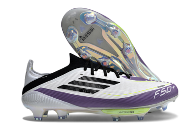 Adidas F50 Elite FG Firm Ground Soccer Cleats - White/Black/Purple