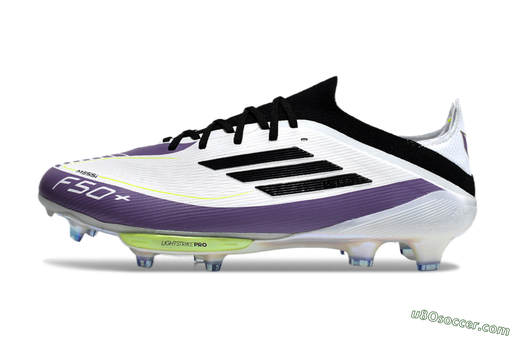 Adidas F50 Elite FG Firm Ground Soccer Cleats - White/Black/Purple 2