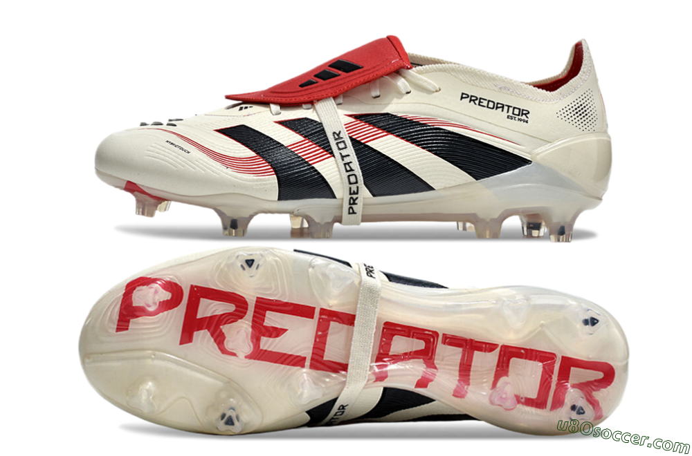 Adidas Predator Elite Foldover Tongue FG Firm Ground Soccer Cleats - Beige/Black/Red 1
