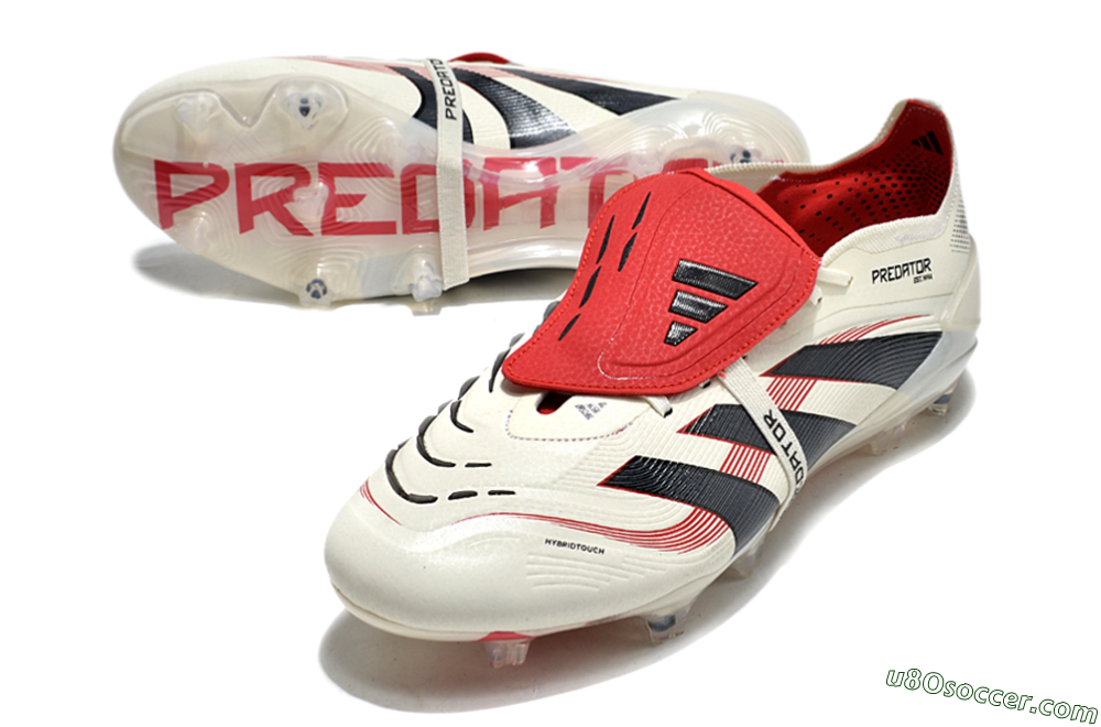 Adidas Predator Elite Foldover Tongue FG Firm Ground Soccer Cleats - Beige/Black/Red 4