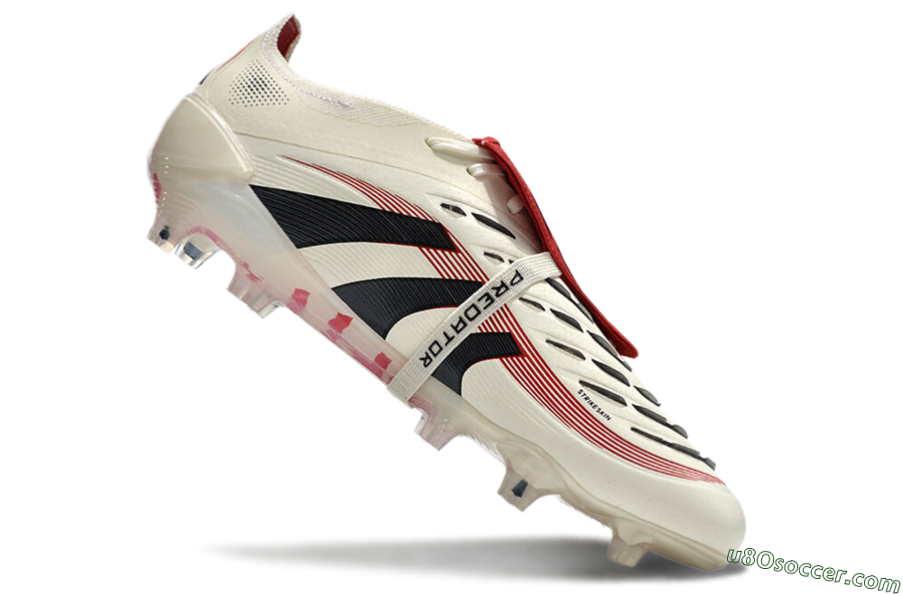 Adidas Predator Elite Foldover Tongue FG Firm Ground Soccer Cleats - Beige/Black/Red 5