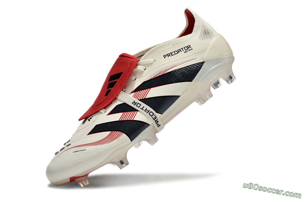 Adidas Predator Elite Foldover Tongue FG Firm Ground Soccer Cleats - Beige/Black/Red 6