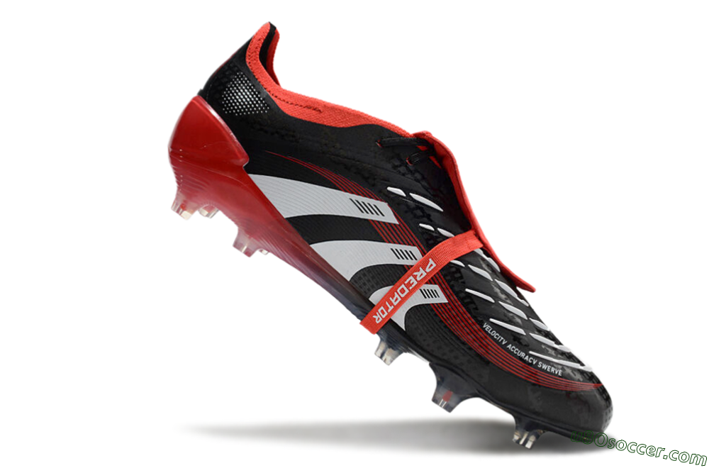 Adidas Predator Elite Foldover Tongue FG Firm Ground Soccer Cleats - Black/White/Red 4