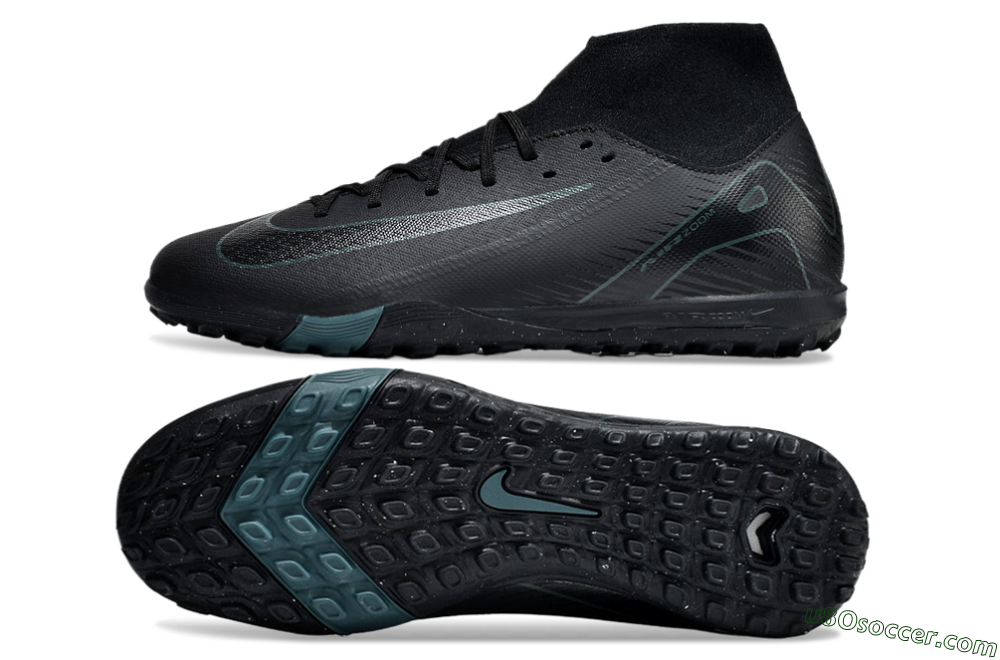 Nike Air Zoom Mercurial Superfly 10 Elite TF Artificial Turf Soccer Shoes - Black/Green/Silver 0