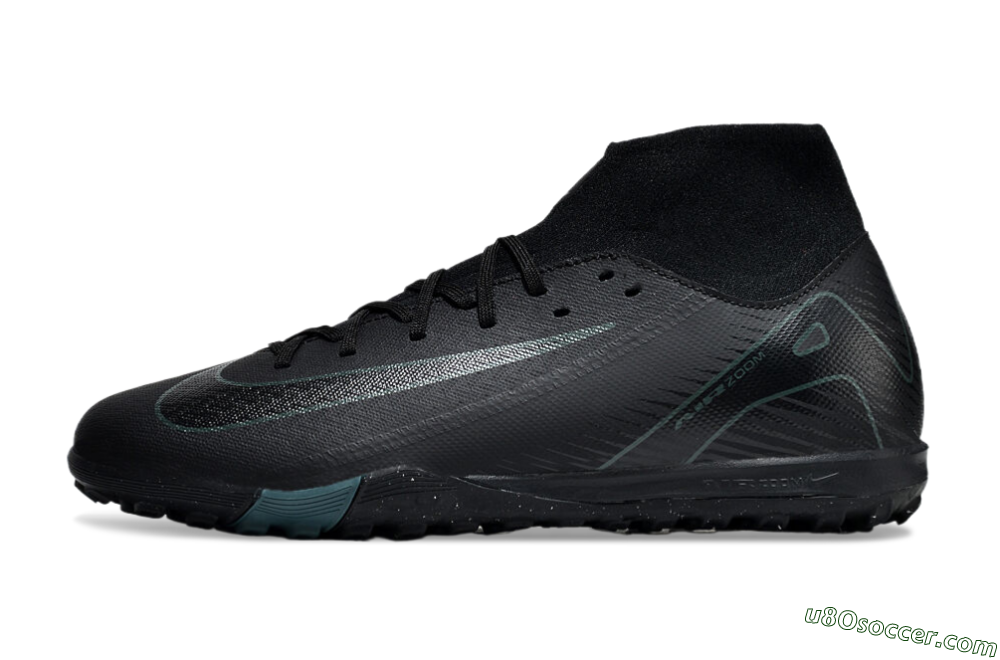 Nike Air Zoom Mercurial Superfly 10 Elite TF Artificial Turf Soccer Shoes - Black/Green/Silver 2