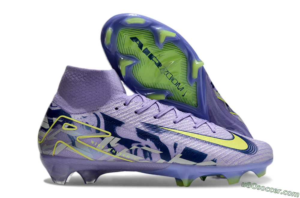 Nike Air Zoom Mercurial Superfly 10 Elite FG Firm Ground Soccer Cleats - Purple/Yellow/White 5