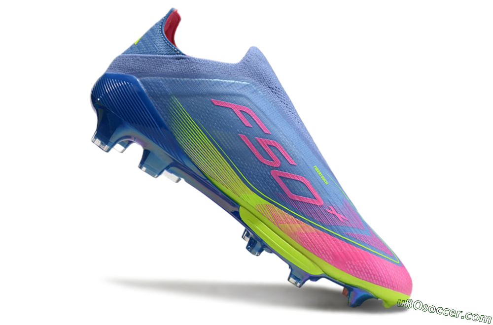 Adidas F50+ Elite Lightstrike Pro Laceless FG Firm Ground Soccer Cleats - Blue/Pink/Yellow 4