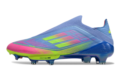 Adidas F50+ Elite Lightstrike Pro Laceless FG Firm Ground Soccer Cleats - Blue/Pink/Yellow