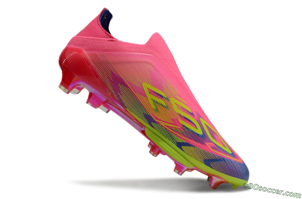 Adidas F50+ Elite Lightstrike Pro Laceless FG Firm Ground Soccer Cleats - Pink/Blue/Yellow 4