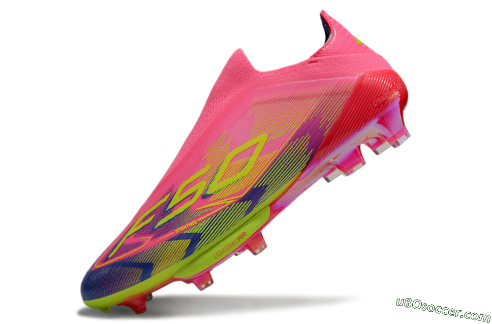 Adidas F50+ Elite Lightstrike Pro Laceless FG Firm Ground Soccer Cleats - Pink/Blue/Yellow 5