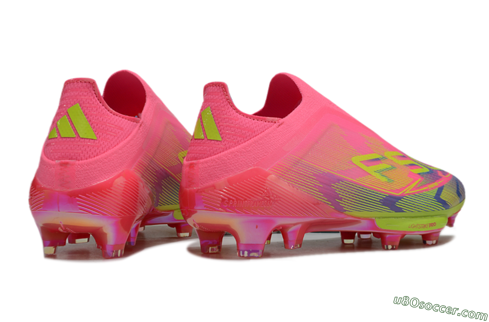 Adidas F50+ Elite Lightstrike Pro Laceless FG Firm Ground Soccer Cleats - Pink/Blue/Yellow 6