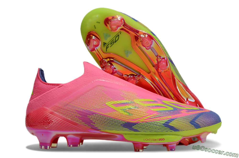 Adidas F50+ Elite Lightstrike Pro Laceless FG Firm Ground Soccer Cleats - Pink/Blue/Yellow 1