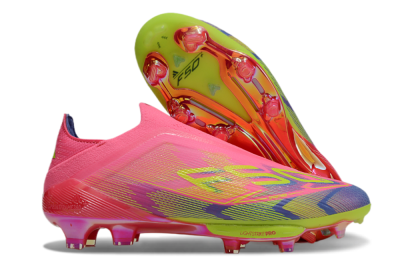 Adidas F50+ Elite Lightstrike Pro Laceless FG Firm Ground Soccer Cleats - Pink/Blue/Yellow
