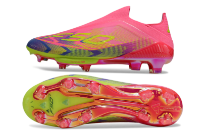 Adidas F50+ Elite Lightstrike Pro Laceless FG Firm Ground Soccer Cleats - Pink/Blue/Yellow