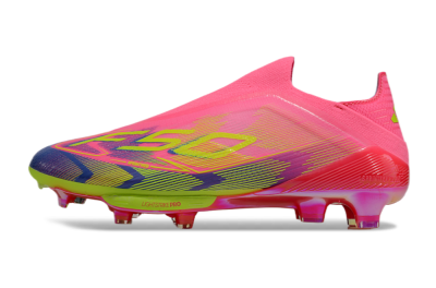 Adidas F50+ Elite Lightstrike Pro Laceless FG Firm Ground Soccer Cleats - Pink/Blue/Yellow