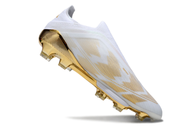 Adidas F50+ Elite Lightstrike Pro Laceless FG Firm Ground Soccer Cleats - White/Gold