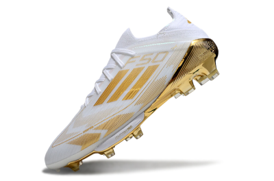 Adidas F50+ Elite Lightstrike Pro FG Firm Ground Soccer Cleats - White/Gold