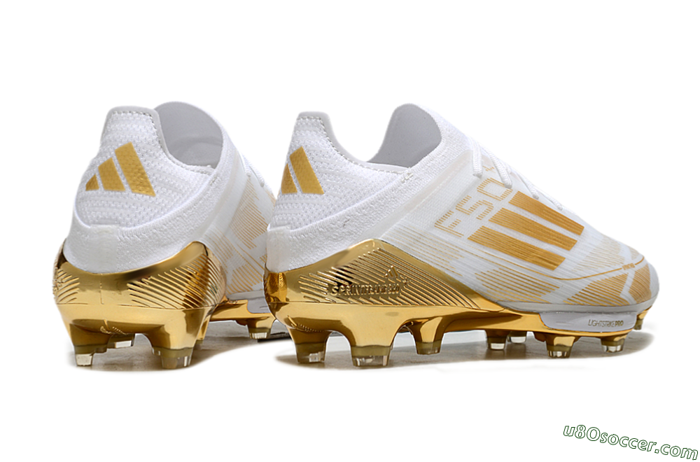 Adidas F50+ Elite Lightstrike Pro FG Firm Ground Soccer Cleats - White/Gold 6