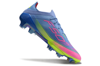 Adidas F50+ Elite Lightstrike Pro FG Firm Ground Soccer Cleats - Blue/Pink/Yellow