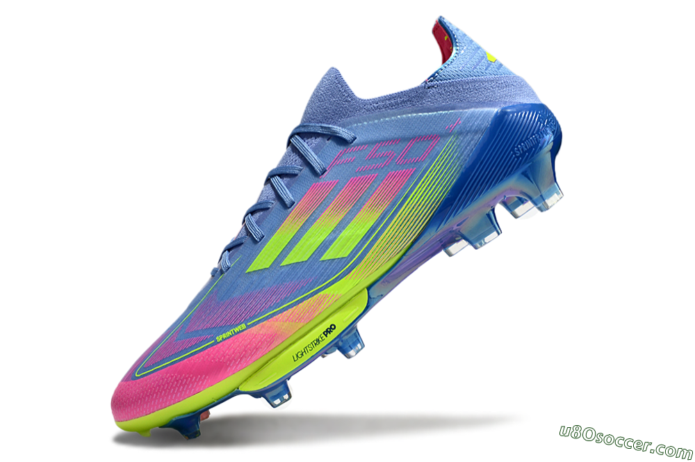 Adidas F50+ Elite Lightstrike Pro FG Firm Ground Soccer Cleats - Blue/Pink/Yellow 5