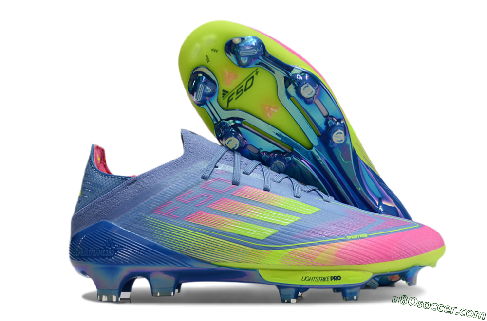 Adidas F50+ Elite Lightstrike Pro FG Firm Ground Soccer Cleats - Blue/Pink/Yellow 1