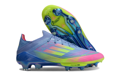 Adidas F50+ Elite Lightstrike Pro FG Firm Ground Soccer Cleats - Blue/Pink/Yellow
