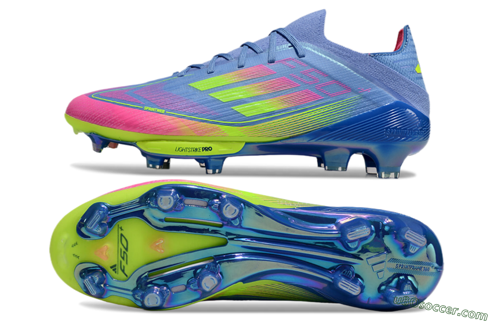 Adidas F50+ Elite Lightstrike Pro FG Firm Ground Soccer Cleats - Blue/Pink/Yellow 0