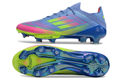 Adidas F50+ Elite Lightstrike Pro FG Firm Ground Soccer Cleats - Blue/Pink/Yellow
