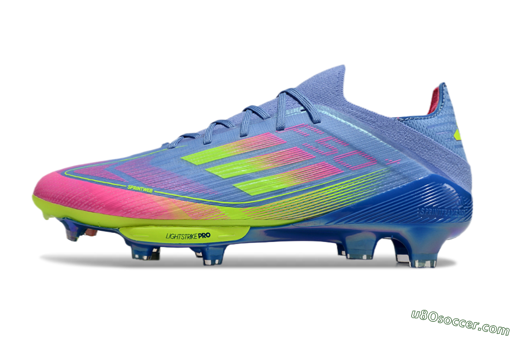 Adidas F50+ Elite Lightstrike Pro FG Firm Ground Soccer Cleats - Blue/Pink/Yellow 2