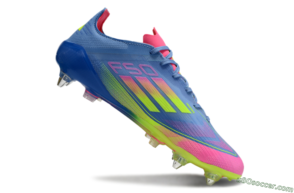 Adidas F50 Elite SG Soft Ground Soccer Cleats - Blue/Pink/Yellow