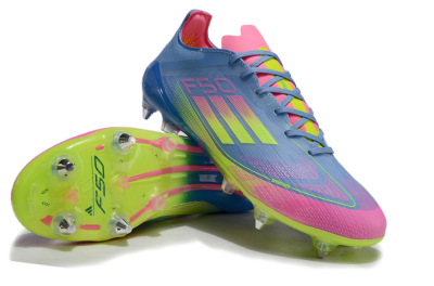 Adidas F50 Elite SG Soft Ground Soccer Cleats - Blue/Pink/Yellow