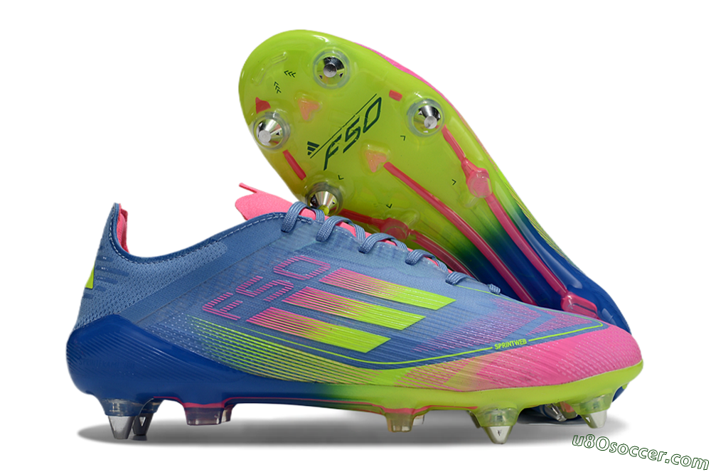 Adidas F50 Elite SG Soft Ground Soccer Cleats - Blue/Pink/Yellow 1