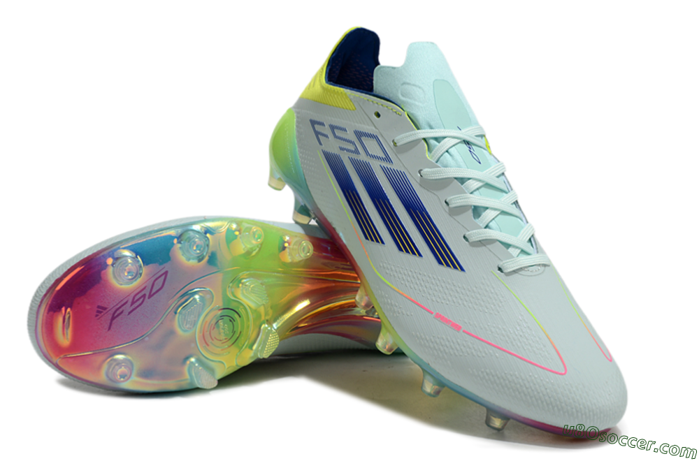 Adidas F50 Elite AG Artificial Grass Soccer Cleats - Jade/Blue/Yellow 3