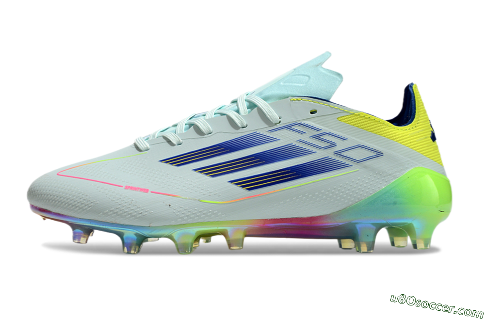 Adidas F50 Elite AG Artificial Grass Soccer Cleats - Jade/Blue/Yellow 2