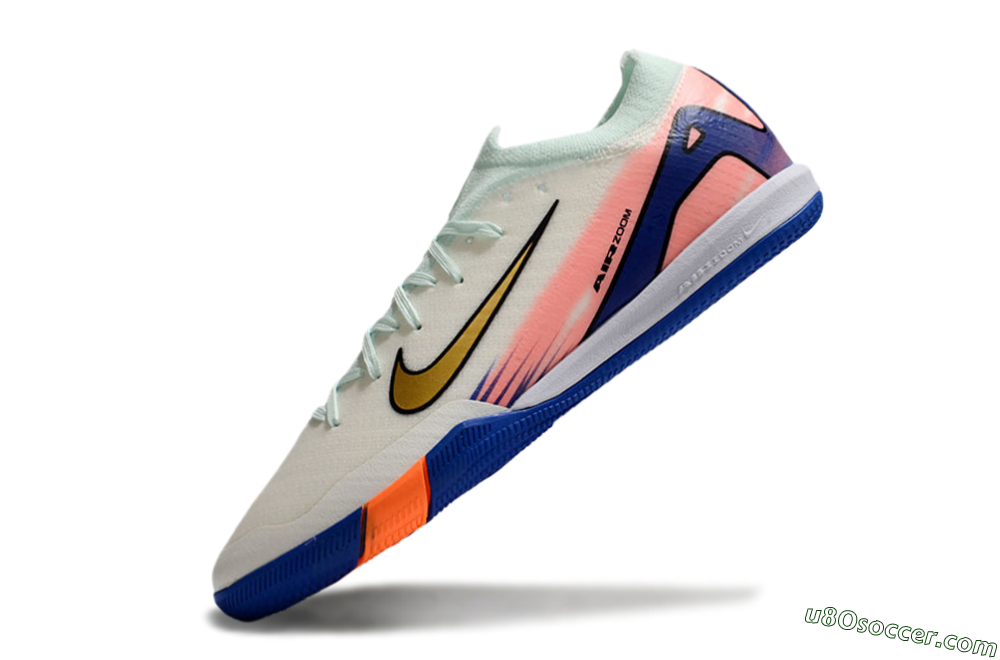 Nike Air Zoom Mercurial Vapor 16 Elite IC Indoor & Futsal Soccer Shoes - Jade/Gold/Pink/Blue 5