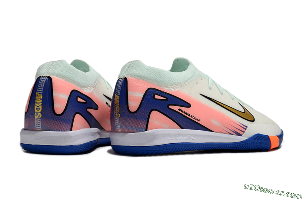 Nike Air Zoom Mercurial Vapor 16 Elite IC Indoor & Futsal Soccer Shoes - Jade/Gold/Pink/Blue 6