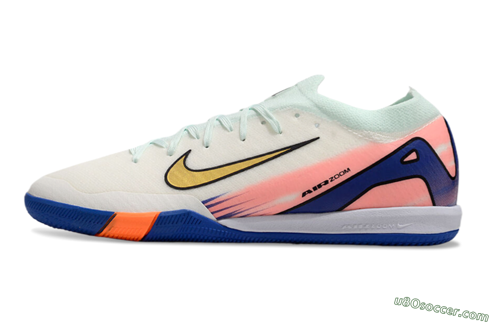 Nike Air Zoom Mercurial Vapor 16 Elite IC Indoor & Futsal Soccer Shoes - Jade/Gold/Pink/Blue 2