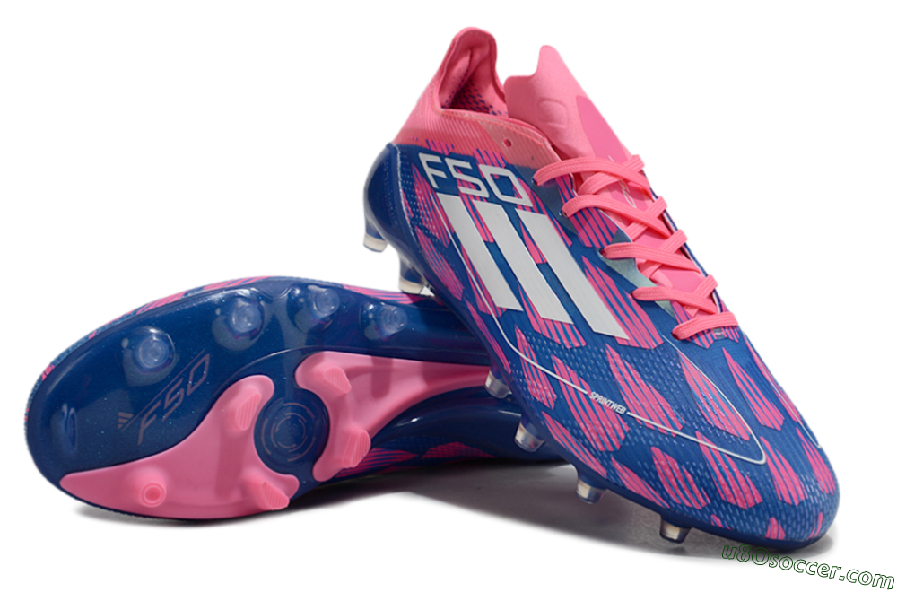Adidas F50 Elite AG Artificial Grass Soccer Cleats - Blue/Pink/White 3