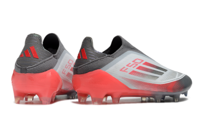 Adidas F50 Elite Laceless FG Firm Ground Soccer Cleats - White/Silver/Red